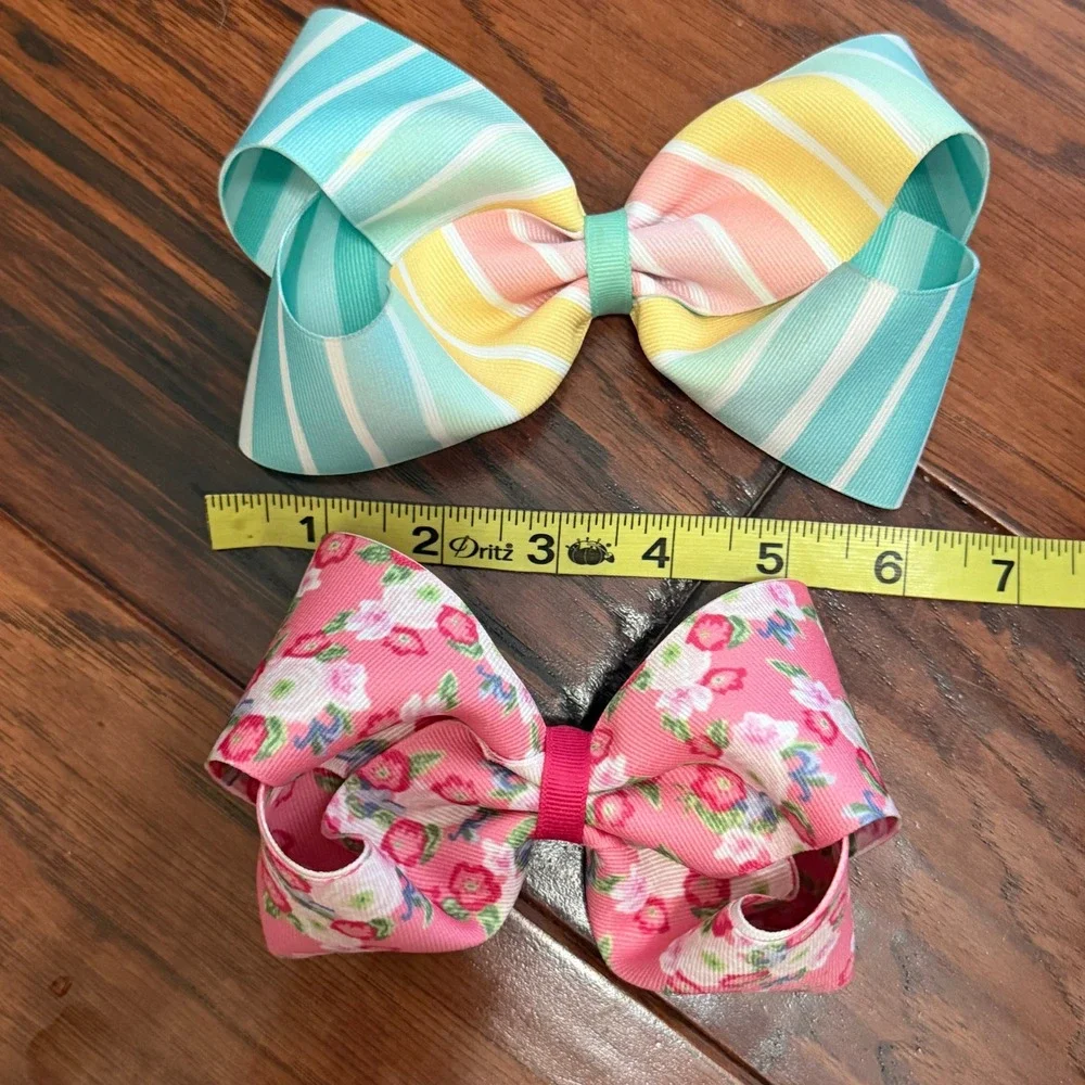 Girls Large Hair Bows Set of 4 Matilda Jane Made to Match Grosgrain Ribbon 6